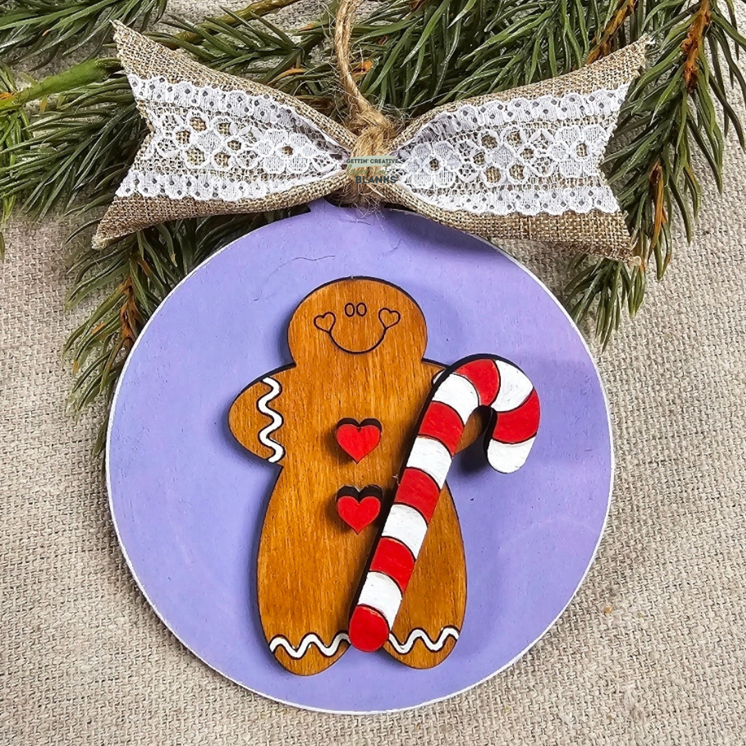 Gingerbread Candy Cane Ornament Blank
