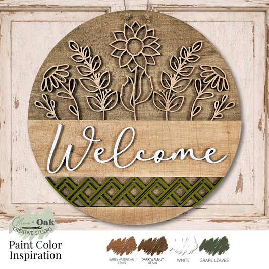 DIY Southwestern Welcome Floral Door Hanger