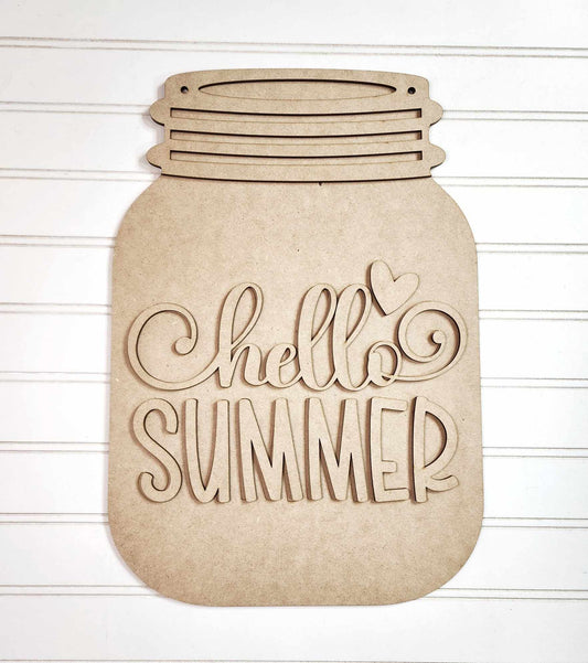 DIY Hello Summer Mason Jar Door Hanger