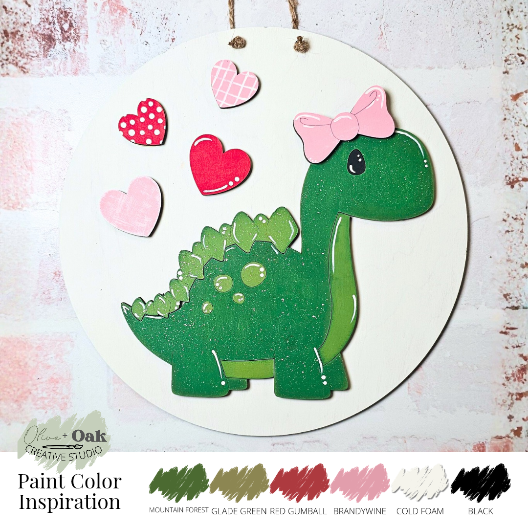 Girly Dinosaur Love Youth Round Hanger
