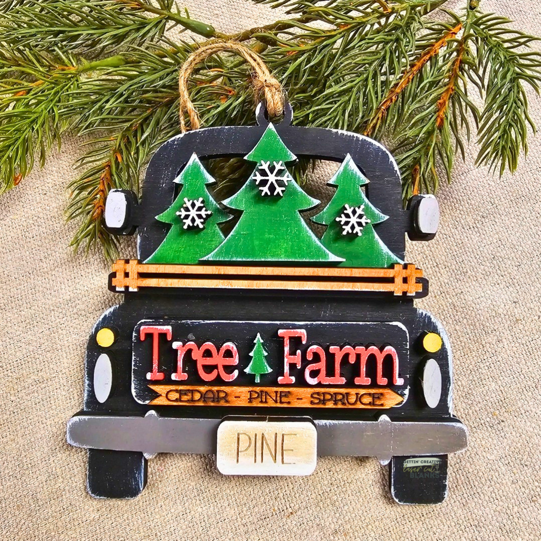 Tree Farm Truck Ornament Blank