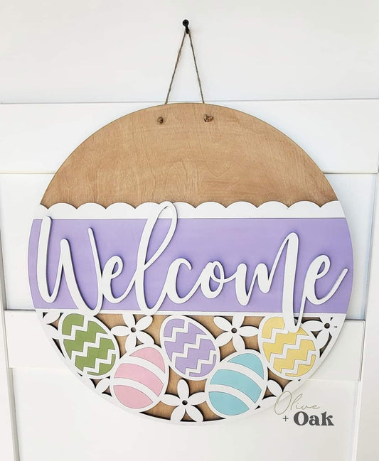 DIY Easter Egg Welcome Door Hanger