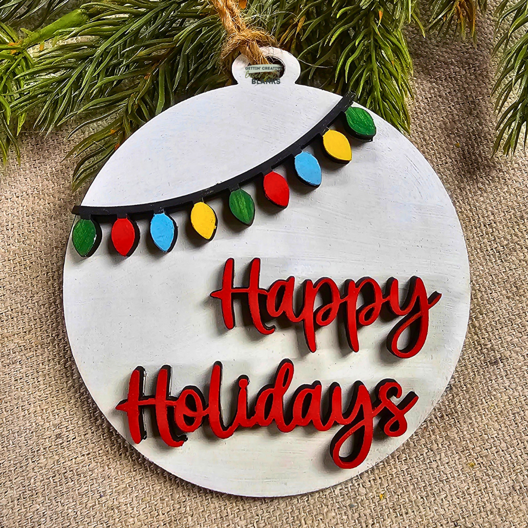 Happy Holidays Lights Ornament Blank