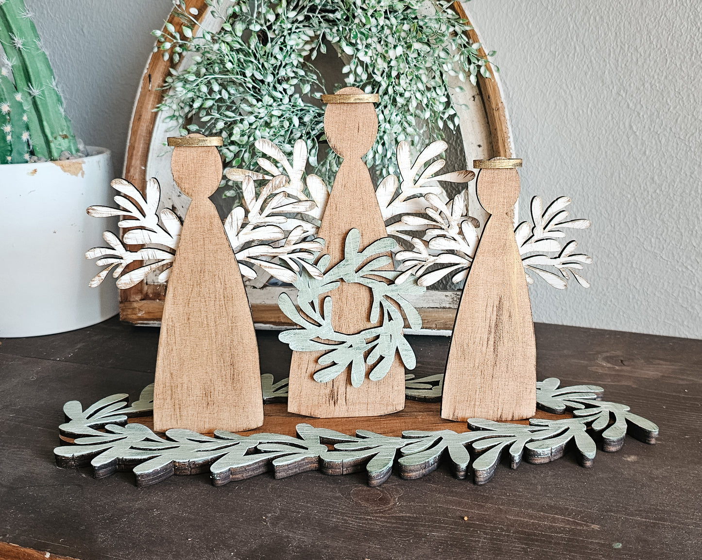 DIY Angel Trio Shelf Decor