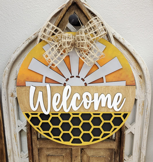 DIY Windmill Welcome Door Hanger