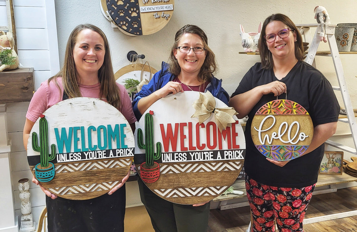 DIY Welcome Unless You're A Prick Cactus Door Hanger