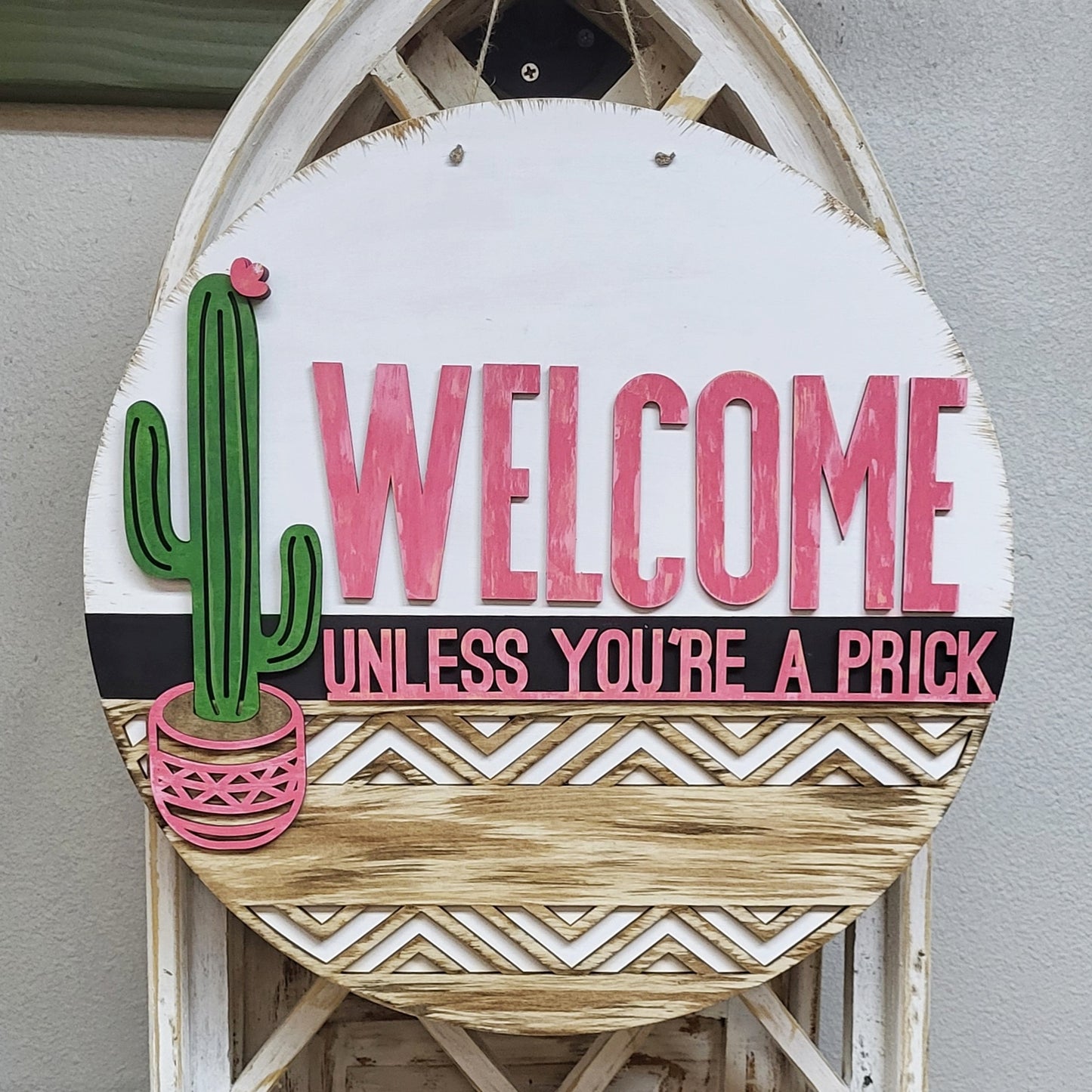 DIY Welcome Unless You're A Prick Cactus Door Hanger