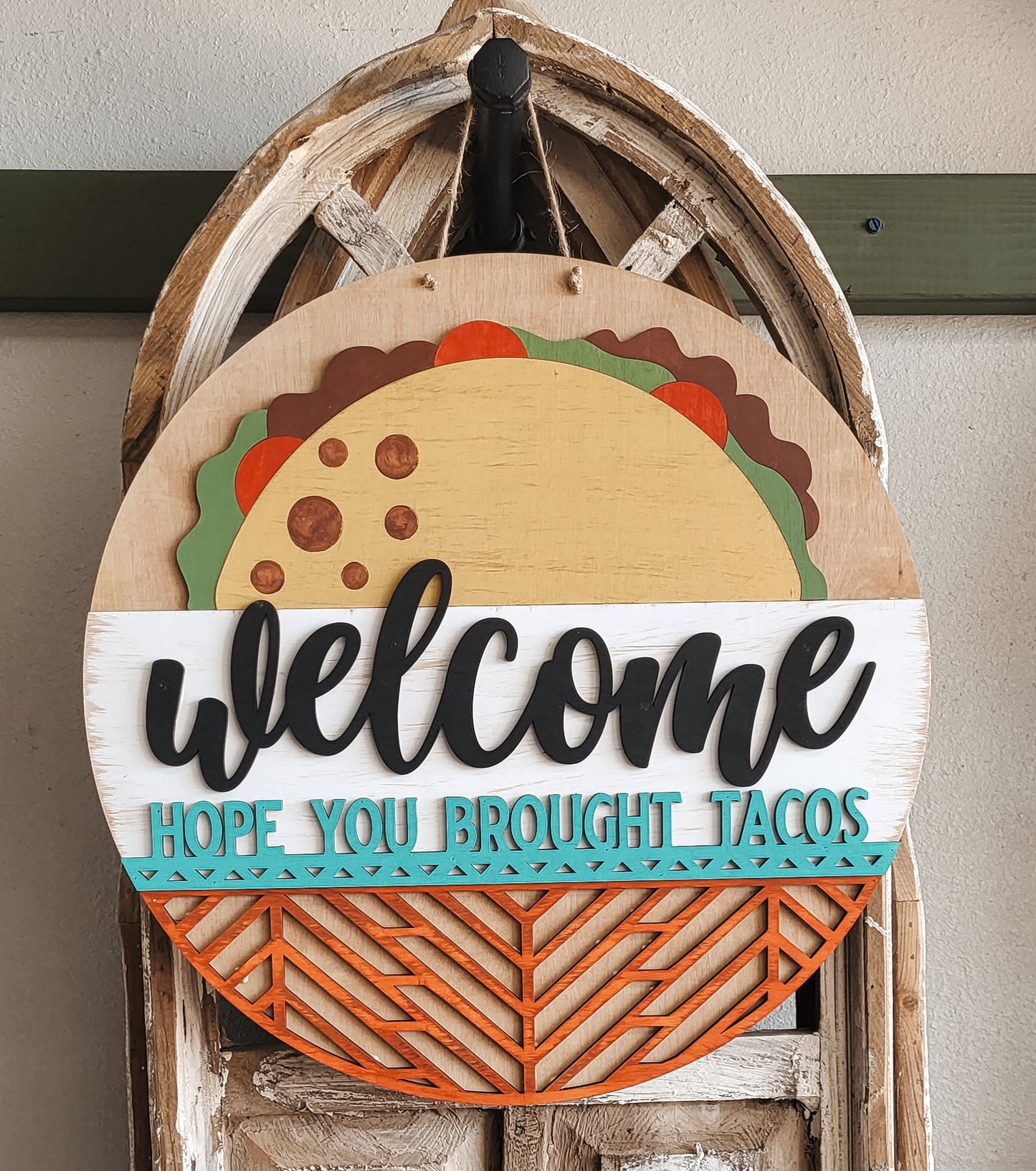 DIY Welcome Hope You Brought Tacos Door Hanger