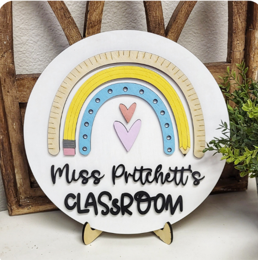 DIY Teacher Rainbow Desk Sign