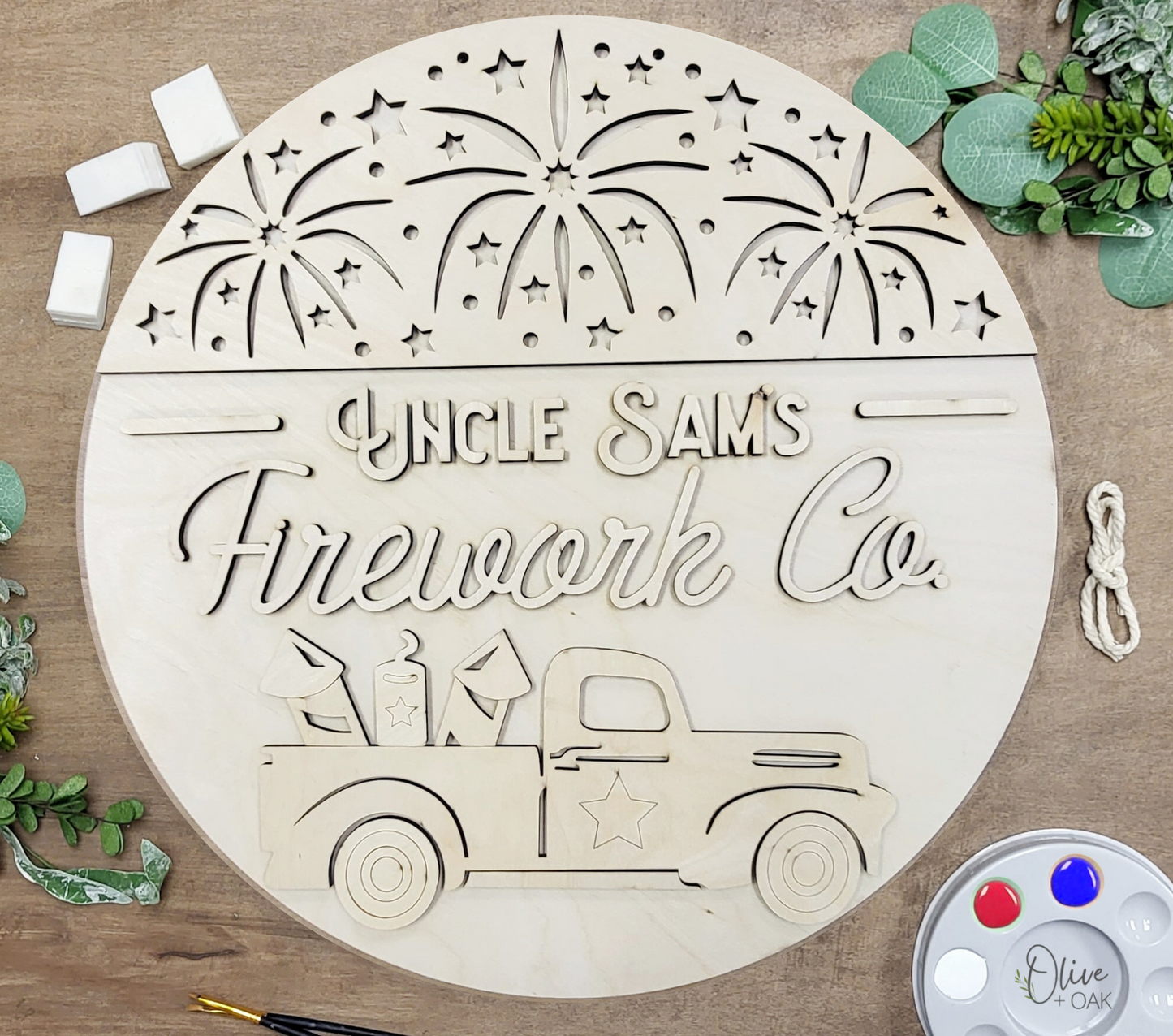 DIY Uncle Sam's Firework Co. Door Hanger