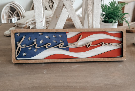 DIY Freedom Flag Shelf Sitter