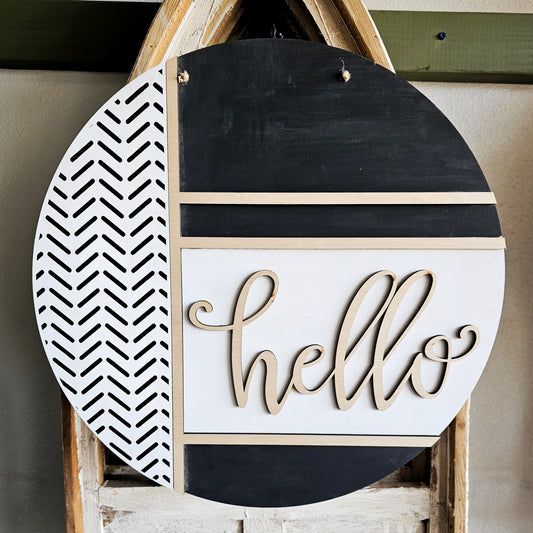 DIY Chevron Hello Door Hanger