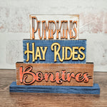 DIY Mini Pumpkins Hay Rides Bonfires Shelf Sitter