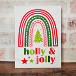 DIY Holly & Jolly Rainbow Stenciled Sign