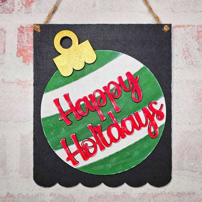 DIY Happy Holidays Ornament Hanging Sign
