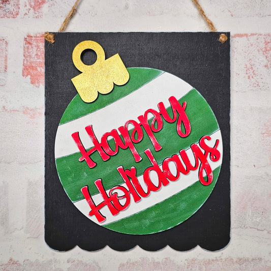 DIY Happy Holidays Ornament Hanging Sign