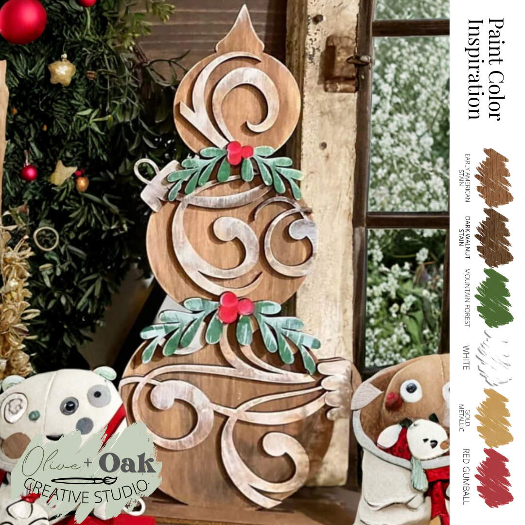 DIY Scroll Ornament Topiary Shelf Sitter