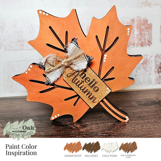 DIY Chunky Hello Autumn Leaf Shelf Sitter