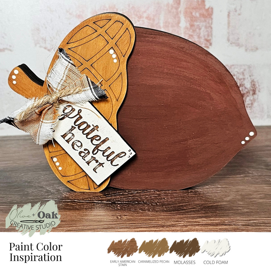 DIY Chunky Grateful Heart Acorn Shelf Sitter
