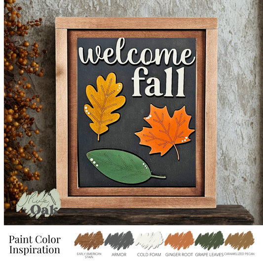 DIY Welcome Fall Leaves Mini Sign *Insert ONLY*