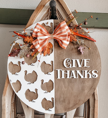 DIY Give Thanks Turkey Door Hanger