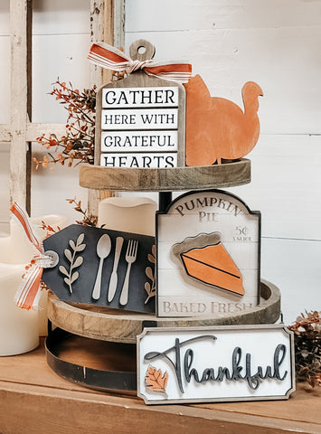 DIY Gather Here Thanksgiving Tier Tray Set