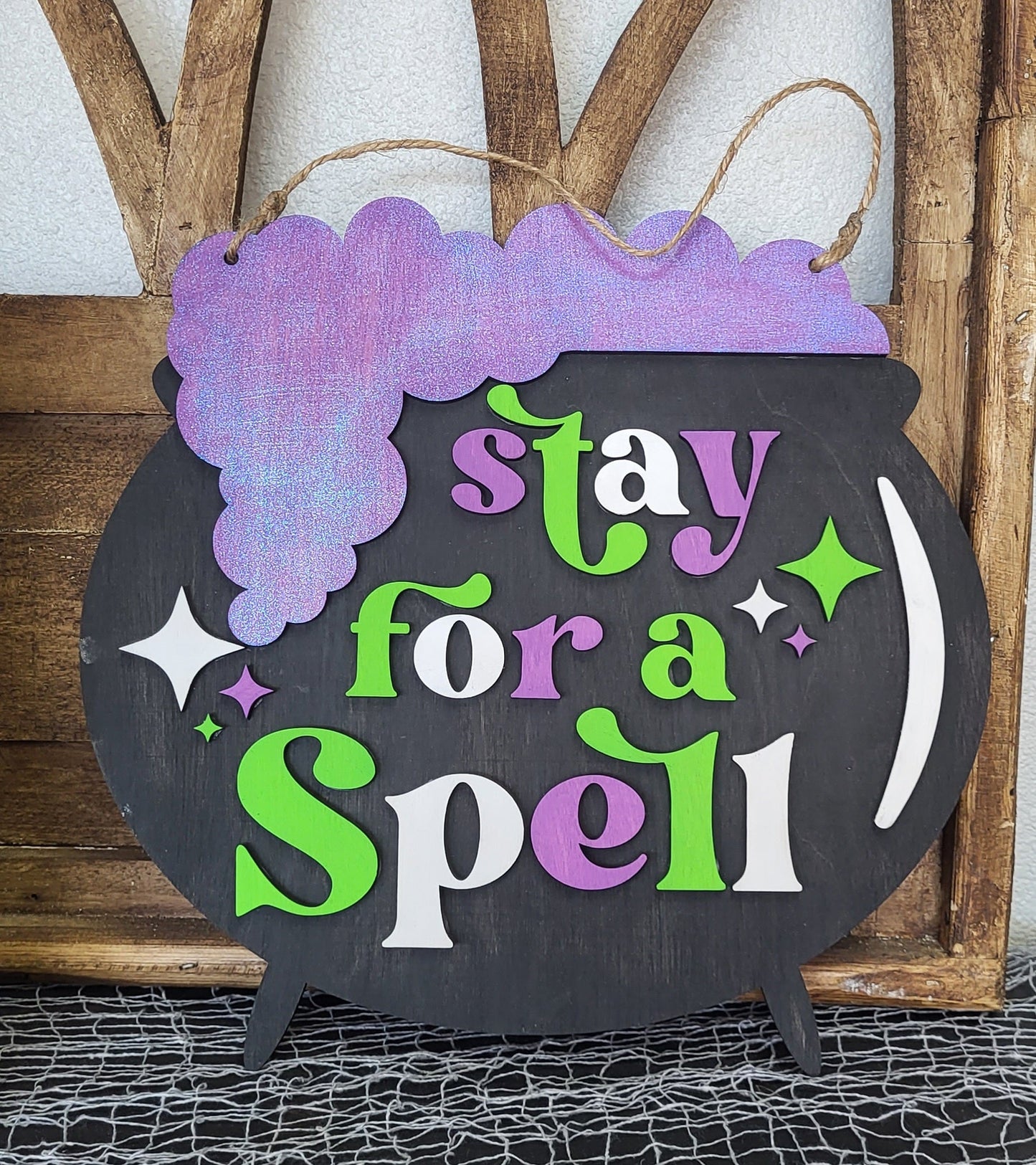 DIY Stay for a Spell 12" Wall Sign