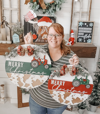 DIY Tractor Merry Christmas Door Hanger
