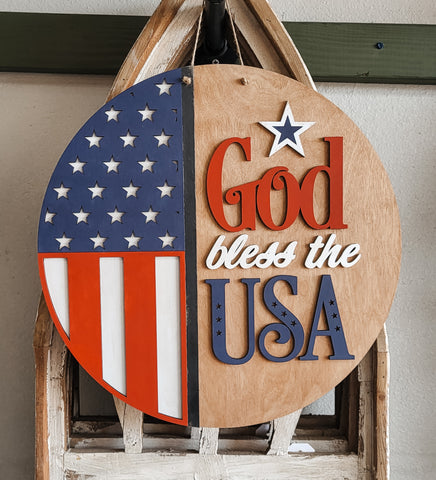 DIY God Bless the USA Door Hanger