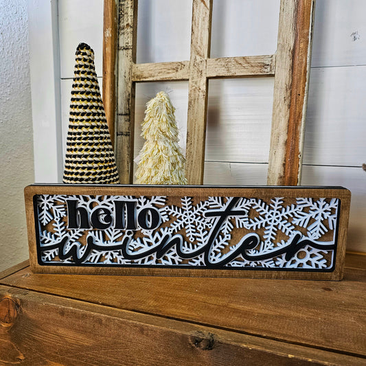 DIY Winter Snowflakes Chunky Shelf Sitter