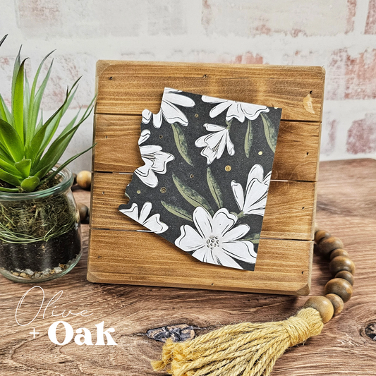 Dark Florals Arizona - Stained Slat Box Sign