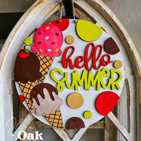DIY Hello Summer Ice Cream Door Hanger