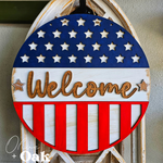 DIY Welcome Stars + Stripes Door Hanger