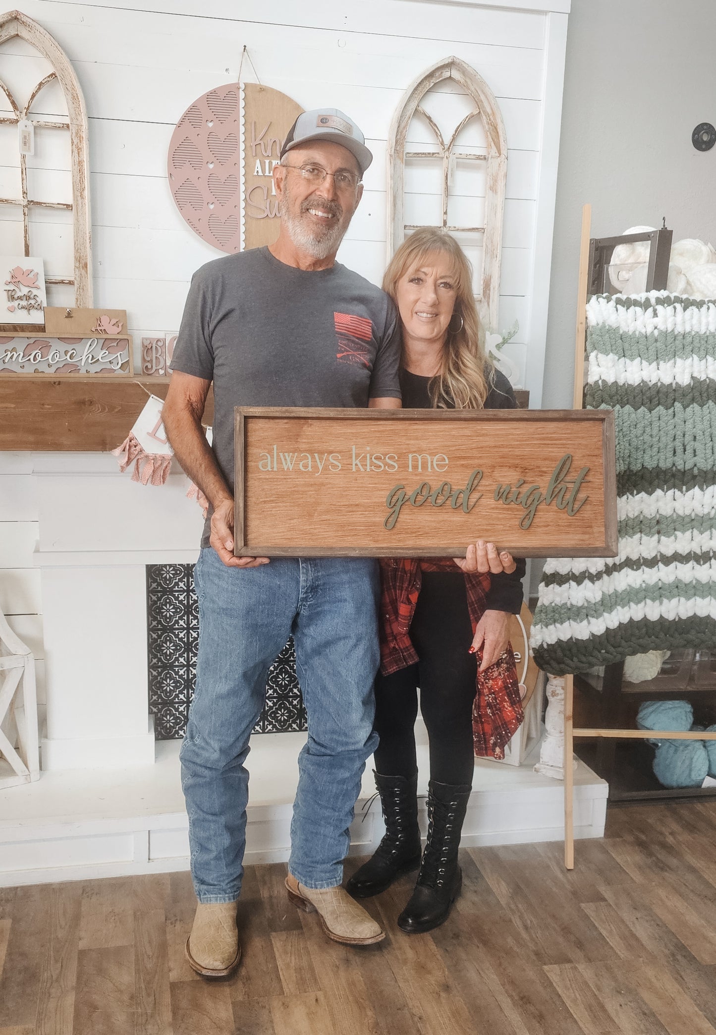 DIY Always Kiss Me Goodnight Framed Sign