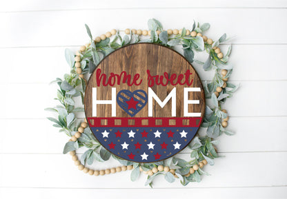 DIY Patriotic Home Sweet Home Heart Door Hanger