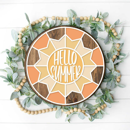 DIY Hello Summer Sun Quilt Door Hanger