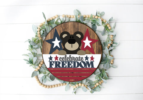 DIY Celebrate Freedom Bear Door Hanger