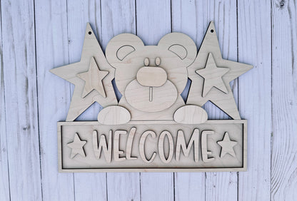 DIY Patriotic Welcome Bear Door Hanger