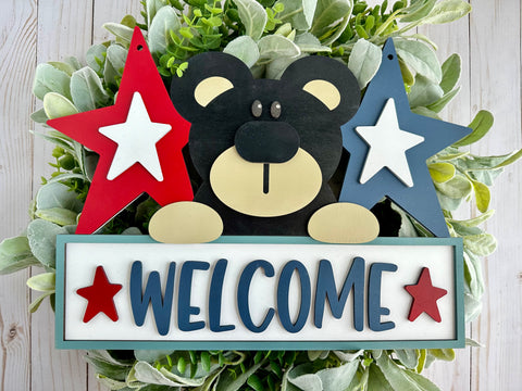 DIY Patriotic Welcome Bear Door Hanger