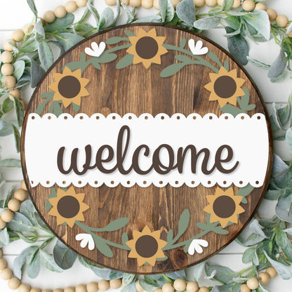 DIY Welcome Sunflower Wreath Door Hanger