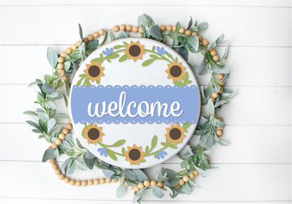DIY Welcome Sunflower Wreath Door Hanger