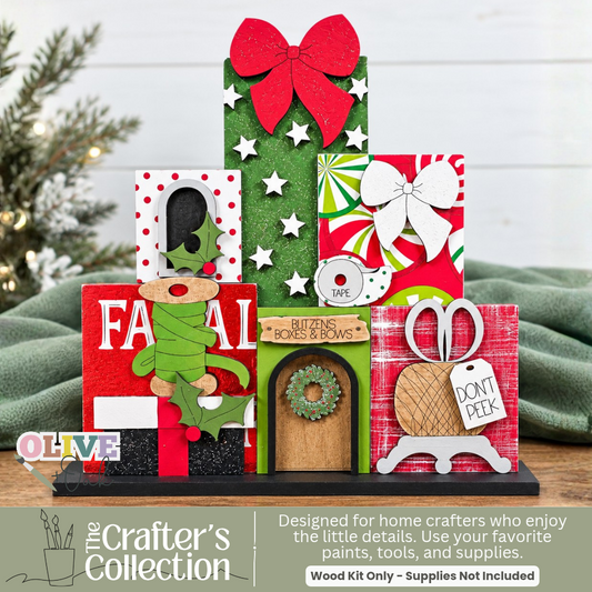 Blitzen's Boxes & Bows Christmas Village Wood Kit