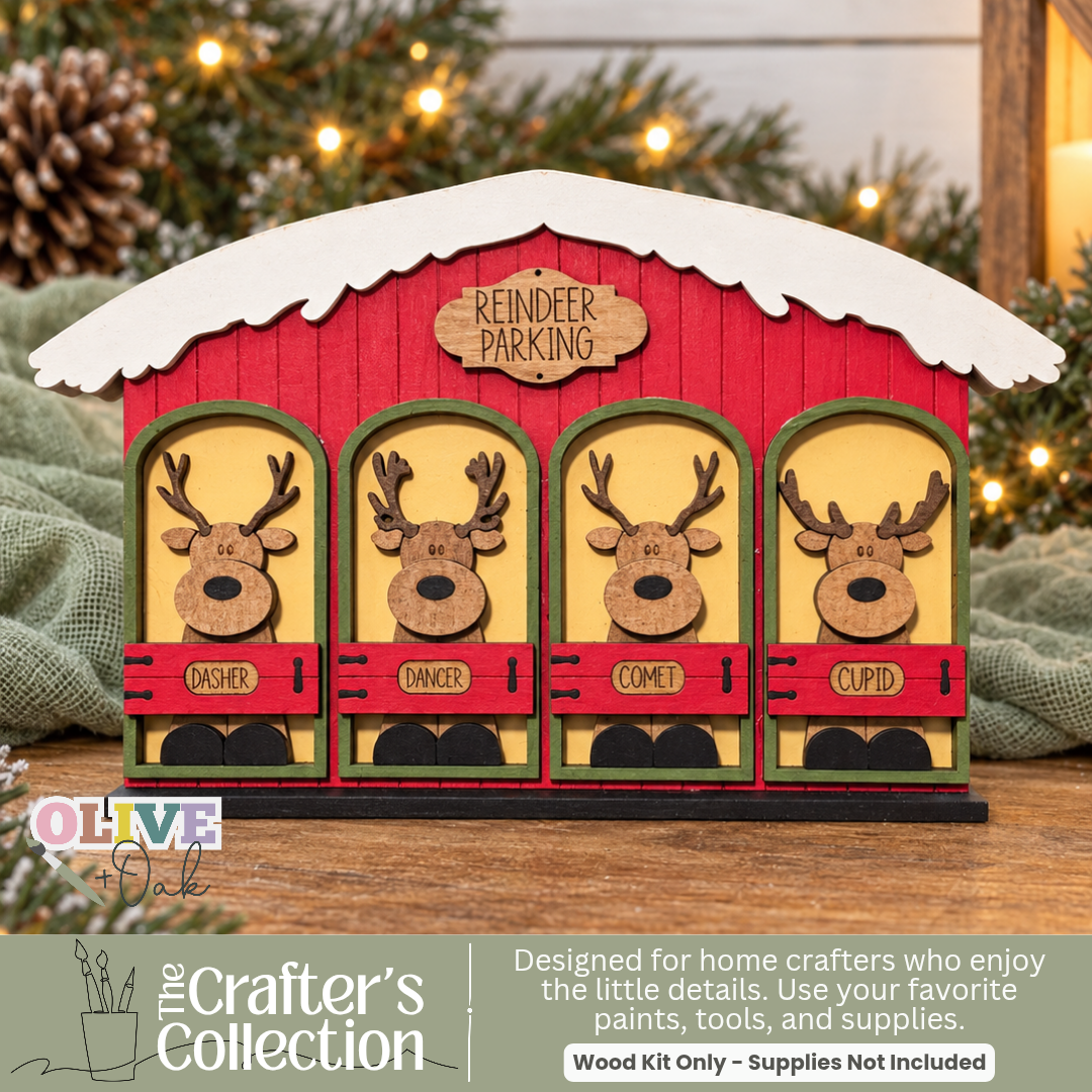 Reindeer Barn Christmas Village Wood Kit