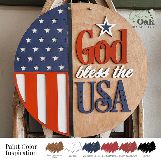 DIY God Bless the USA Door Hanger