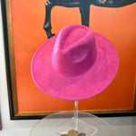 Best seller Fashion Classic Wide Brim Suede Premium  Hat : Hot Pink / ONE SIZE