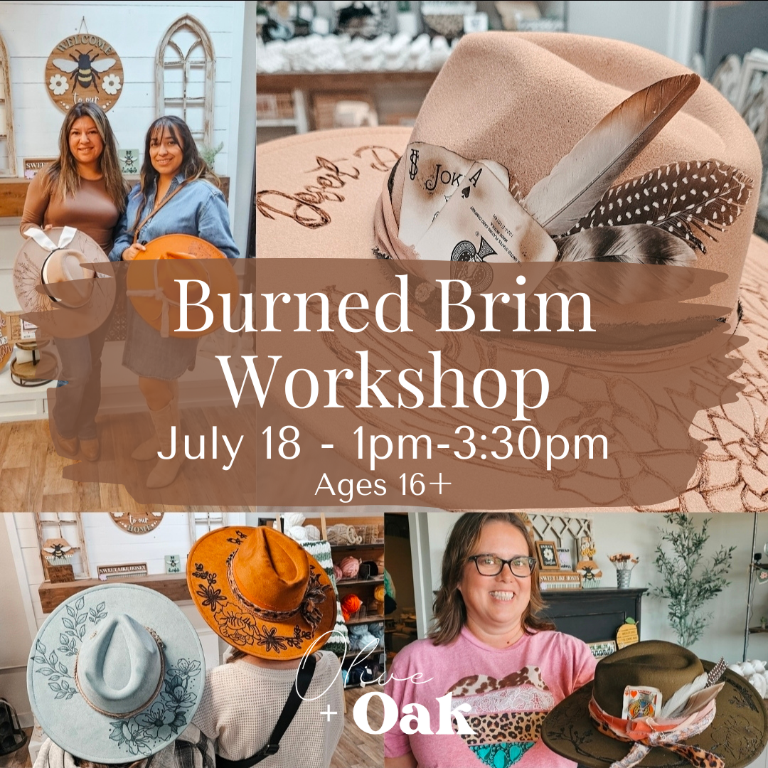 Burned Brim DIY Workshop - July 18 @ 1:30pm