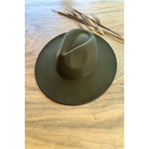 Fashion Classic Wide Brim Premium Felt Hat: OLIVE / ONE SIZE