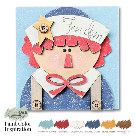 DIY Mini Raggedy Prim Patriot Square Tiles *Inserts ONLY*