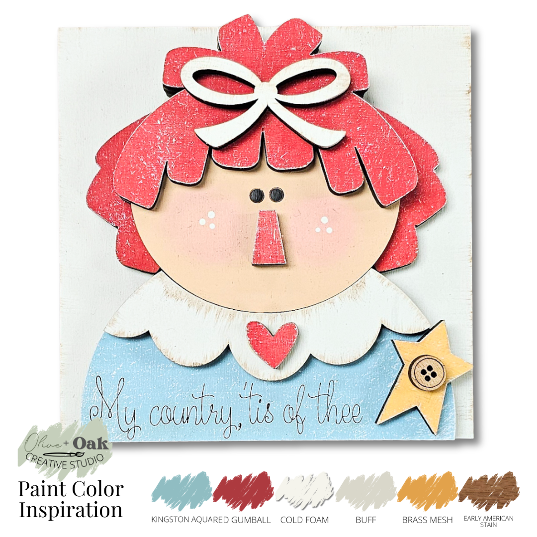 DIY Mini Raggedy Prim Patriot Square Tiles *Inserts ONLY*