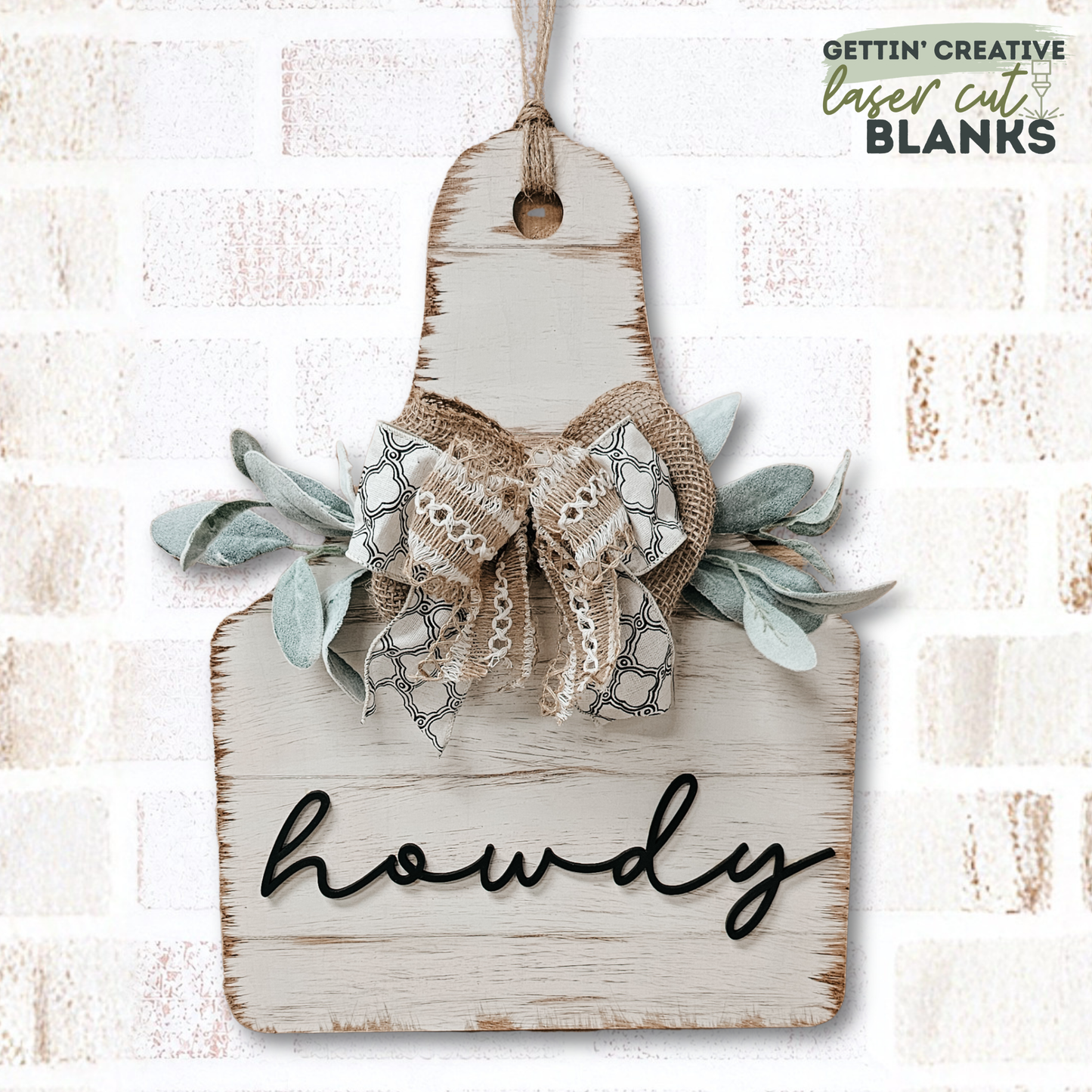 Howdy Shiplap Ear Tag DH